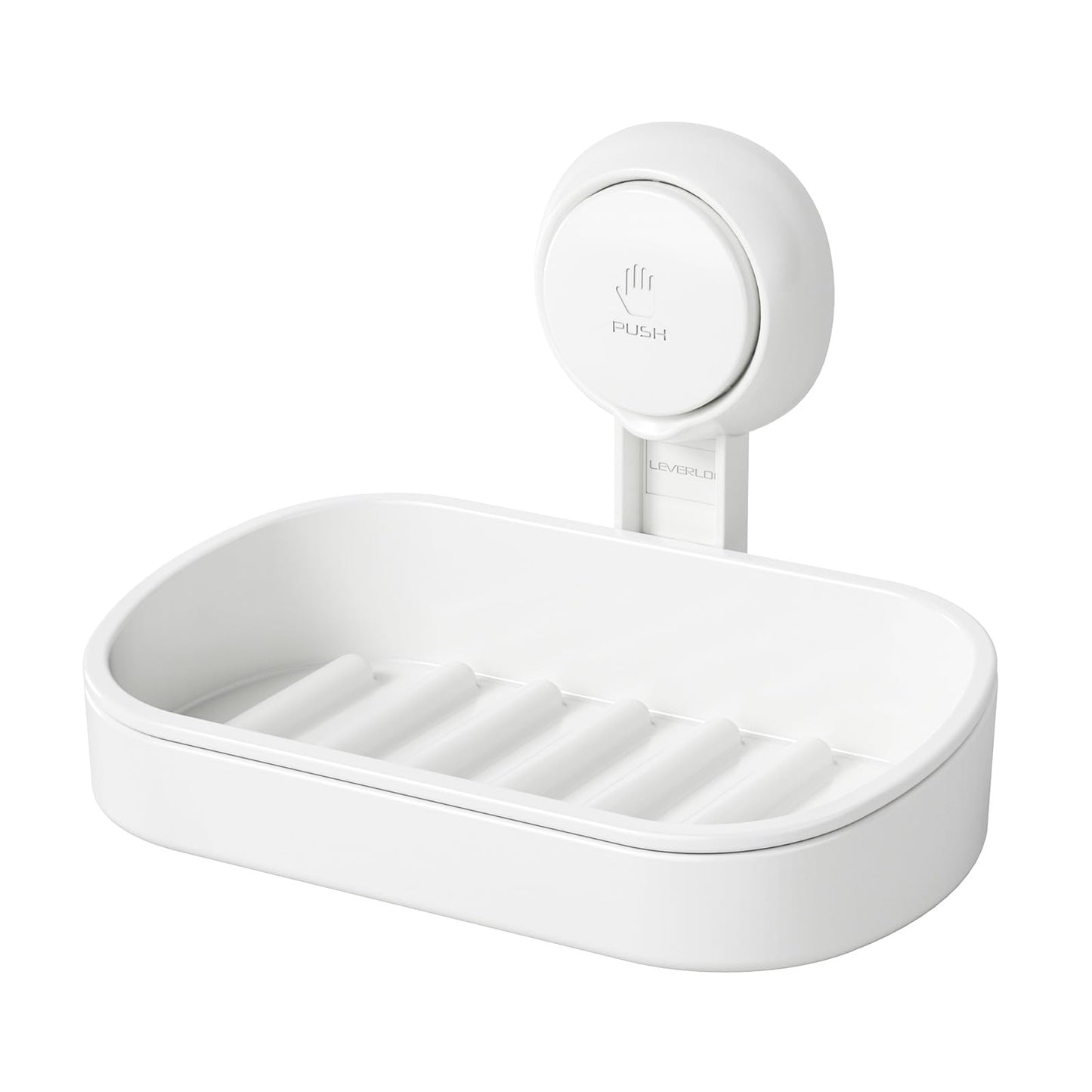 LEVERLOC Soap Dish Holder for Shower Suction Cup Wall Mounted Self Draining NO-Drilling Removable Bar Soap Sponge Holder for Bathroom Bathtub Kitchen Sink Waterproof Strong Vacuum Suction, Blue
