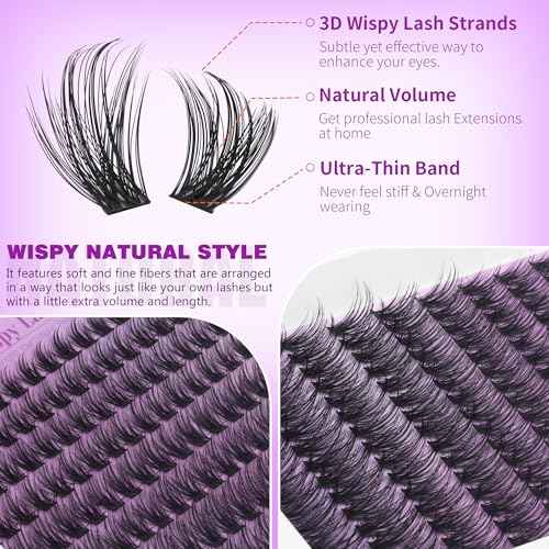 EYDEVRO Wispy Lash Clusters Kit Natura Eyelash Clusters Kit 9-18mm Cluster Eyelash Extensions CD Curvature 192 Pcs Manga Lash Extension Kit Individual Eyelash Extension Kit Lash Bond and Seal Tweezers
