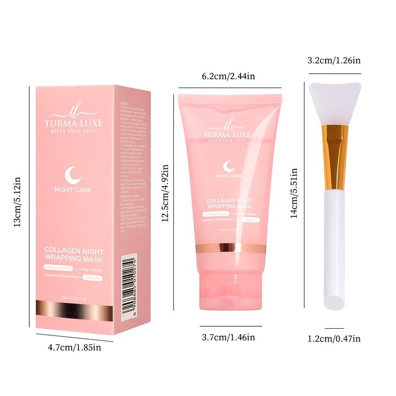 Collagen Overnight Wrapping Peel Off Facial Mask Pack - Elasticity & Hydration Care, Reduces Sagging & Dullness - Hydrolyzed Collagen For Glowing Skin - Korean Skin Care, 2.53 fl.oz