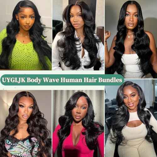 14A Human Hair Bundles Body Wave One Bundle 100% Unprocessed Brazilian Virgin Hair Bundles Double Weft Weave Body Wave Human Hair Natural Black Color (one bundle, 32)