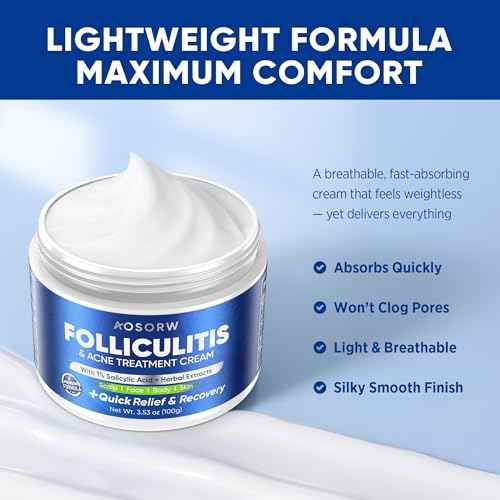 Folliculitis & Acne Treatment Cream ? Salicylic Acid & Herbal Extracts for Scalp, Face, Body & Back ? Soothes Irritated Skin, Redness & Itch Relief ? 100g (Pack of 1)