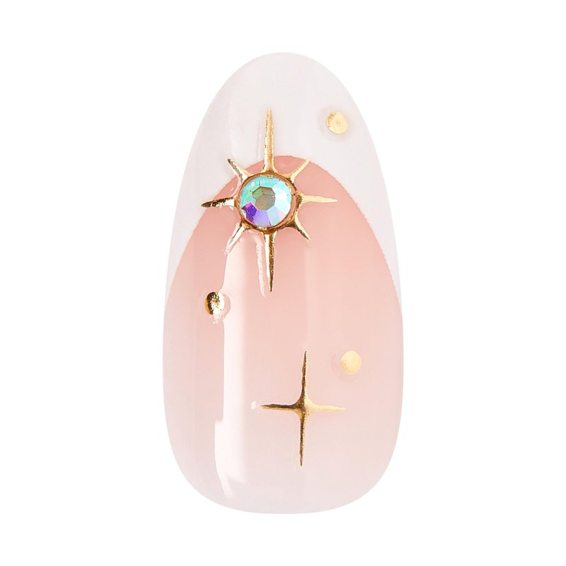 Kiss Impress No Glue Mani Press On Nails, Design, 'Star player', White, Medium Size, Almond Shape, Includes 30 Nails, Prep Pad, Instructions Sheet, 1 Manicure Stick, 1 Mini File