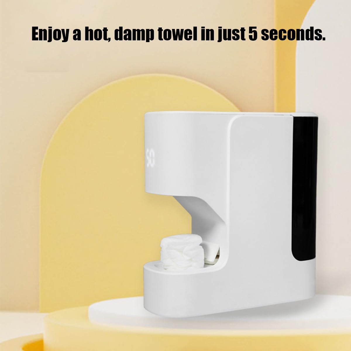 Skiennix Smart Hot Face Towel Heater - 5S Instant Heat, 5 Temperature Modes, Ultra-Quiet Dispenser | 100 Towels