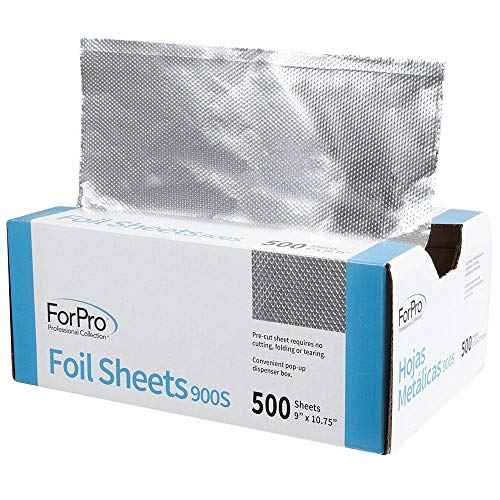 ForPro Professional Collection Embossed Foil Sheets 900S, Aluminum Foil, Pop-Up Dispenser, for Hair Color Application and Highlighting, Food Safe, 9¡± W x 10.75¡± L, 500-Count (Pack of 6)