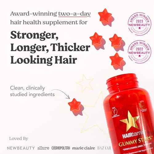 HAIRtamin Vegan Gummy Stars Hair Vitamins | Non-GMO | Natural Biotin Hair Vitamin Gummies to Maintain Healthy Hair Skin & Nails | Multivitamin Supplement to Help Maintain Healthy Looking Hair (3-Pack)