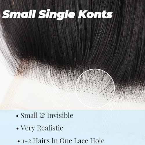 2X6 SKINLIKE 100% Real HD Lace Closure Body Wave Human Hair Closure 0.095mm Ultra-thin Invisible Swiss HD Lace Closure Pre Plucked Small Single Knots Brazilian Virgin Human Hair Kim K Closure 22inch