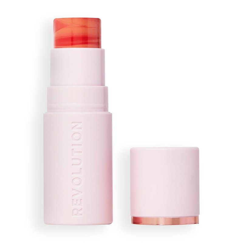 Revolution Beauty London | Skin Silk Marble Blush Stick - Buildable Cream-to-Powder Color for Cheeks, Eyes & Lips | Sunkissed Apricot, 0.15 oz