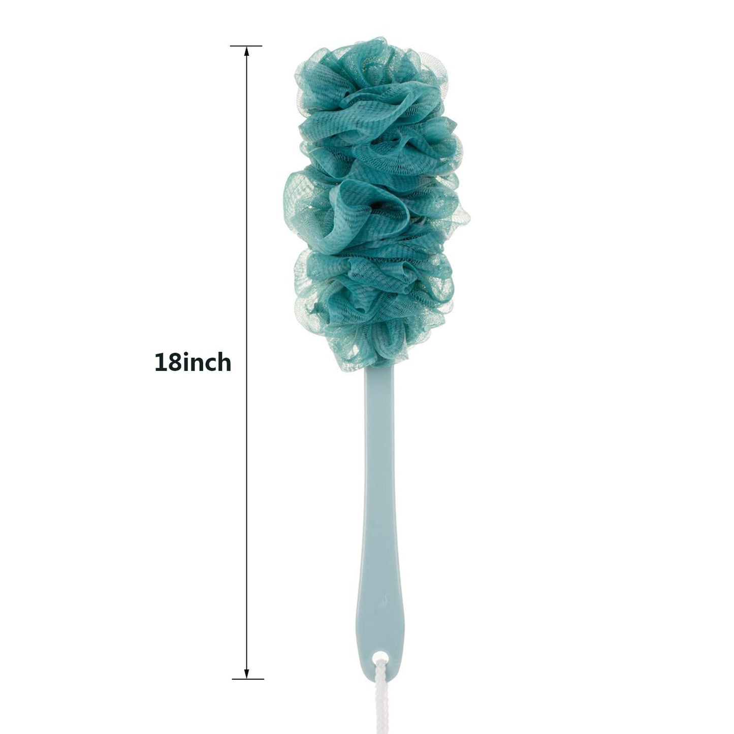 Arswin Lufa Back Scrubber for Shower, Anti-Slip Long Handle Bath Sponge Shower Brush, Soft Nylon Mesh Back Cleaner Washer, Loofah on a Stick Body Brush for Women&Men (DarkTurquoise)