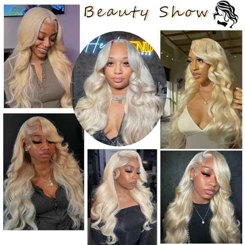 613 Lace Front Wig Human Hair 28 Inch Blonde Glueless Wigs Pre Cut 200 Density Blonde Wig Pre Plucked With Baby Hair Body Wave 4X4 Lace Closure Wigs For Women