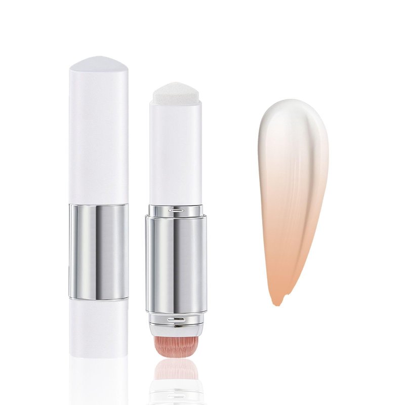 Color-Changing Foundation Stick, 2-in-1 Dual-Ended Foundation with Detachable Brush, Skin Matching Foundation Face Makeup Lightweight Non-Greasy Moisturizing and Smooth (3#Medium)