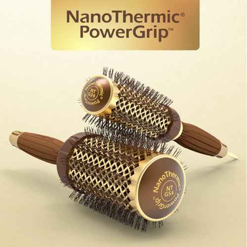 Olivia Garden NanoThermic PowerGrip Thermal brush with special patented wavy barrel for extra tension and grip, ceramic coated barrel, ionic technology, ergonomic handle, for medium to thick hair