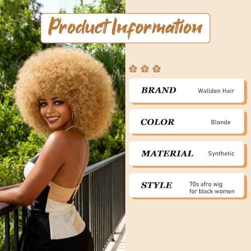 70s Afro Wig for Black Women Blonde Afro Kinky Curly Wig With Bangs Bouncy and Fluffy Heat Synthetic Short Afro Puff Wigs for Daily Party Costume Cosplay Halloween£¨Blonde,10inch£©