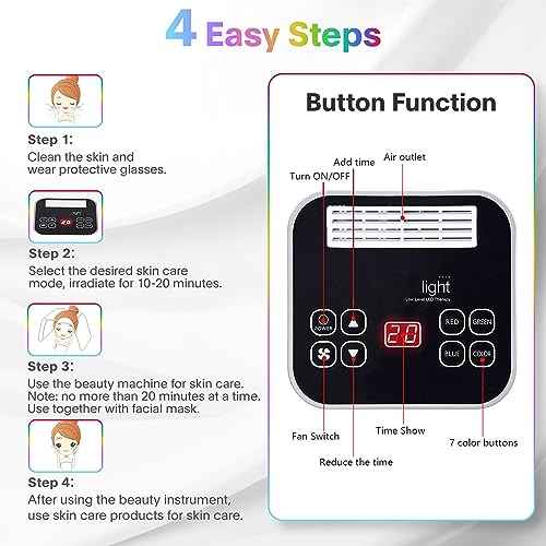 LED-Face-Light-Therapy, 7 in 1 Color LED Face Mask Facial Body Beauty Equipment