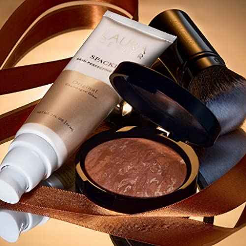 LAURA GELLER NEW YORK Ready-n-Radiant Kit (3 PC) - Baked Bronze-n-Brighten, Deep + Spackle Super-Size Skin Perfecting Primer, Champagne Glow + Retractable Angled Kabuki Brush