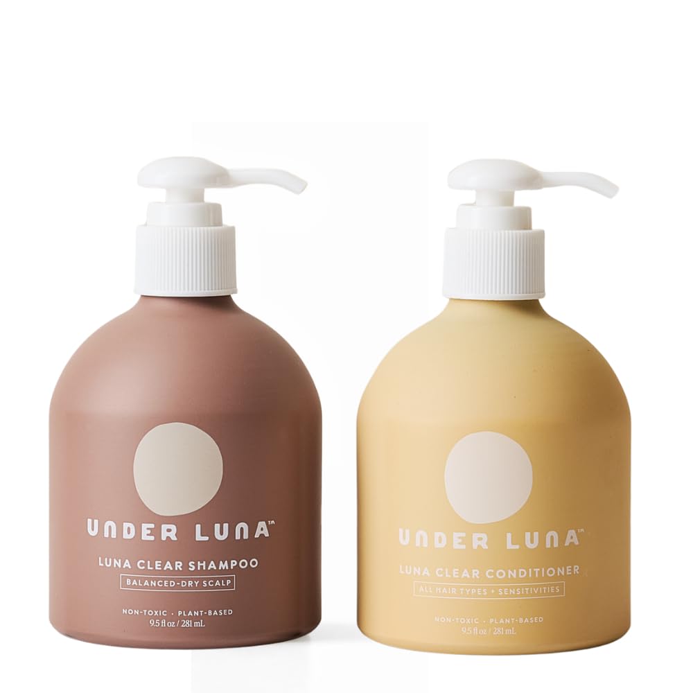 Under Luna, Luna Clear Shampoo + Luna Clear Conditioner Set | Gentle Daily Cleanse & Lightweight Hydration for All Ages & Sensitivities | Essential Oil-Free | Vegan, Plant-Based Care | Color-Safe