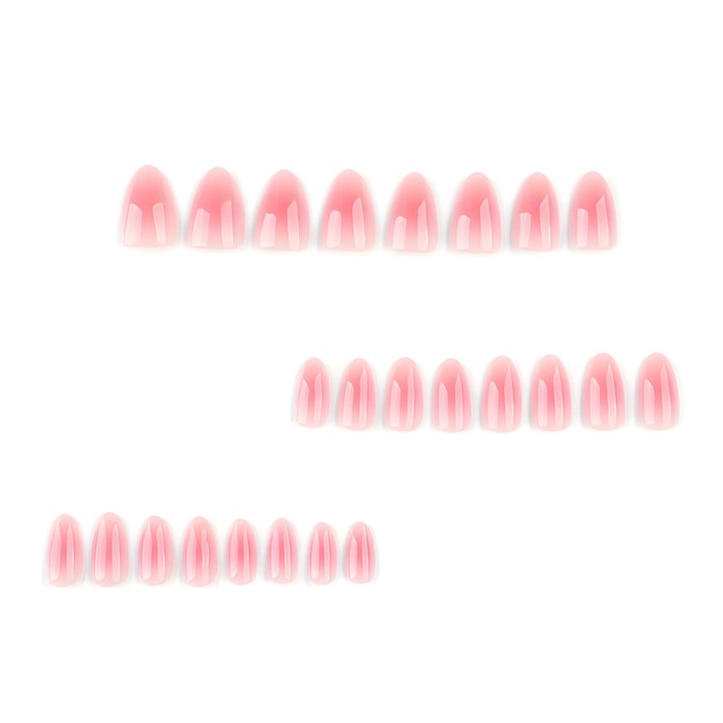 Skiennix 24Pcs Nude Press-On Nails - Short Almond Gradient Design | Glossy Full Cover for Women