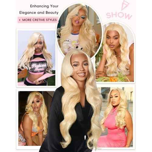 613 Lace Front Wig Human Hair Guaranteed 100% Virgin Human Hair 13x6 200 Density Body Wave Lace Front Wigs Soft Bouncy Blonde Wig Human Hair No Tangle No Shedding 613 HD Lace Frontal Wigs 28 Inch