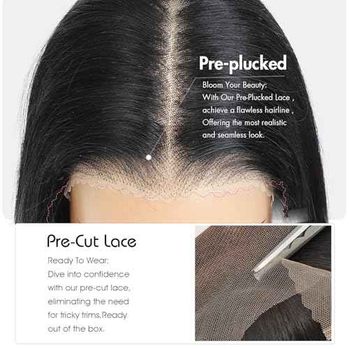 9X6 Glueless Bob Wigs Human Hair Pre Plucked Pre Cut,Short Straight Bob Wigs for Black Women HD Transparent Glueless Lace Front Wigs Human Hair 200% Density 12 Inch