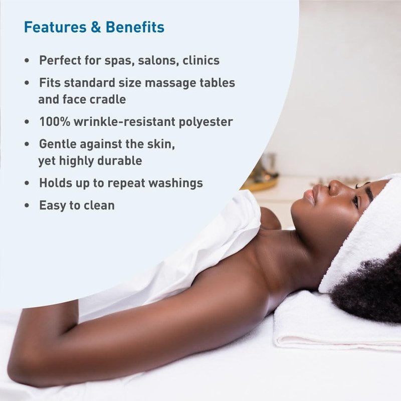 BodyMed Microfiber 120-GSM Massage Sheets, 3-Piece Set - Lightweight and Wrinkle Resistant for Massaging, Spas, Salons, and Clinics, White