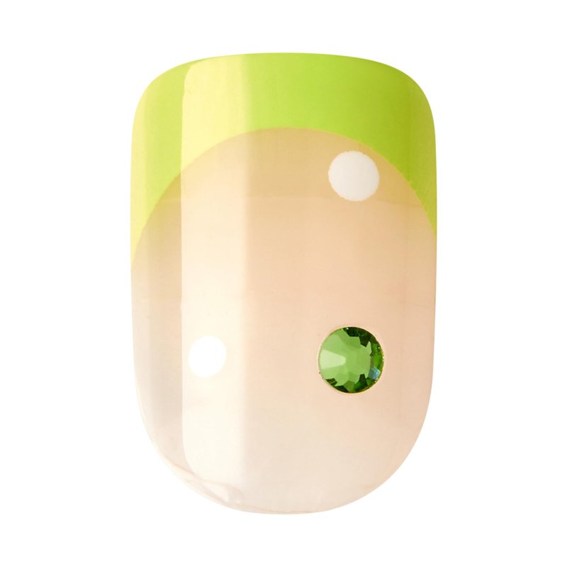 KISS Impress No Glue Mani 30 Pcs Press on Nails, Green French Tip with Flower Design, Squoval Shape, Simple Peel & Press Easy Apply, Hassle-Free Removal, Essential Tools Included