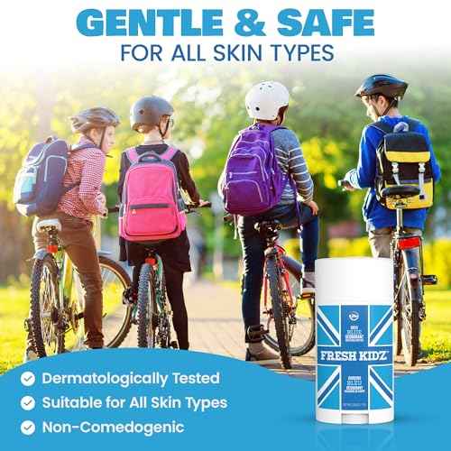 Fresh Kidz Deodorant Stick for Kids and Teens - Baking Soda and Aluminum-free 24 Hour Protection for Sensitive Skin - Boys "Blue", 2.65 oz / 75 g