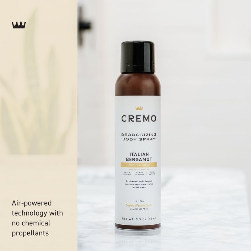 Cremo Italian Bergamot Body Spray - Sophisticated Bergamot & Neroli Blossom Blend | 3.5 Fl Oz