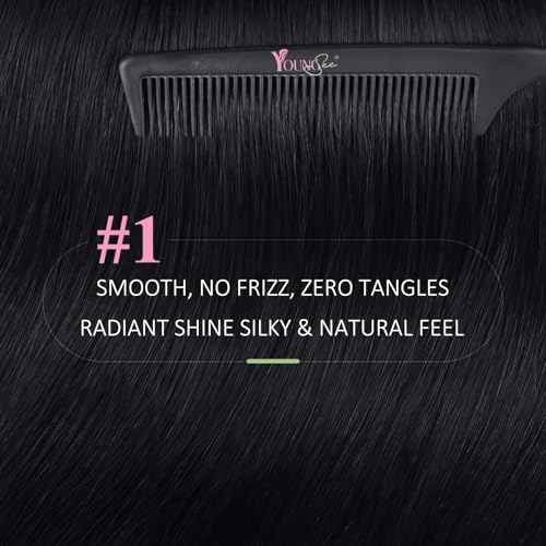 YoungSee 28 Inch Tape in Hair Extensions Human Hair Black Tape in Extensions Real Human Hair Tape-in Hair Extension Black Girl Glue in Hair Extension for Long Hair 50g 20pcs
