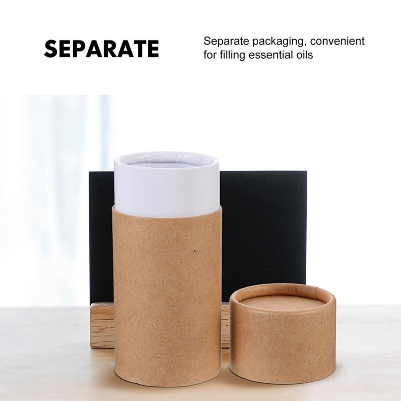 Healvian 15Pcs Round Kraft Gift Boxes 4.21X1.69 Inch Packaging Tubes with Lids for Essential Oil Bottle Wrapping Tea Leaf Jar Storage Multipurpose Paper Gift Containers