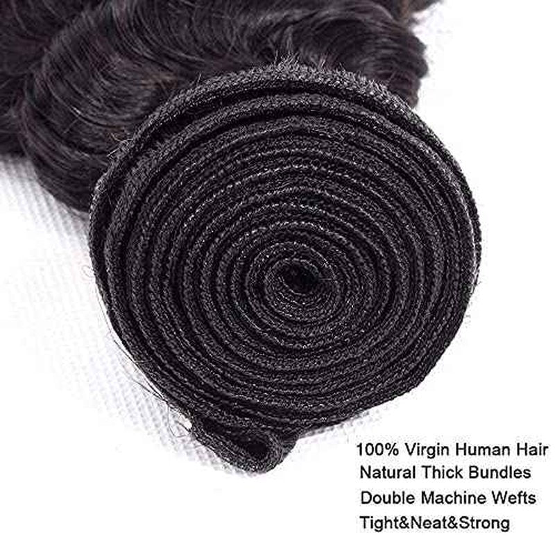 #1B Human Hair Bundles Deep Wave Bundles 30 32 34 Inch Unprocessed Brazilian Virgin Hair Weave 3 Bundles Deep Wave Human Hair Extensions Natural Color Bundle 50 Grams Per Bundle For Woman