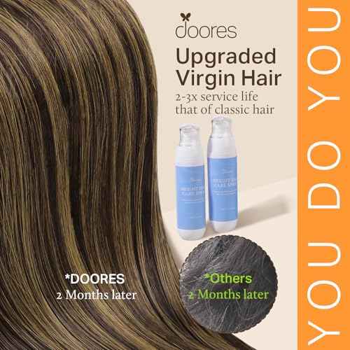 DOORES Itip Human Hair Extensions,16 Inch 100g 200s Itip Human Hair Extensions,Balayage Dark Brown to Chestnut Brown I Tip Hair Extensions,Cold Fusion Itip Remy Hair Extensions