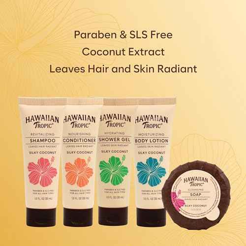 Hawaiian Tropic Silky Coconut 150 Piece Airbnb Essentials for Hosts,Hotel Shampoo & Conditioner Supplies for Guests,Body Wash Lotion & Soap, Travel Size Toiletries,Bulk Mini Sets Kits Soaps Air Bnb
