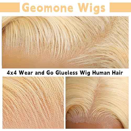 613 Lace Front Wig Human Hair 28 Inch Blonde Glueless Wigs Pre Cut 200 Density Blonde Wig Pre Plucked With Baby Hair Body Wave 4X4 Lace Closure Wigs For Women