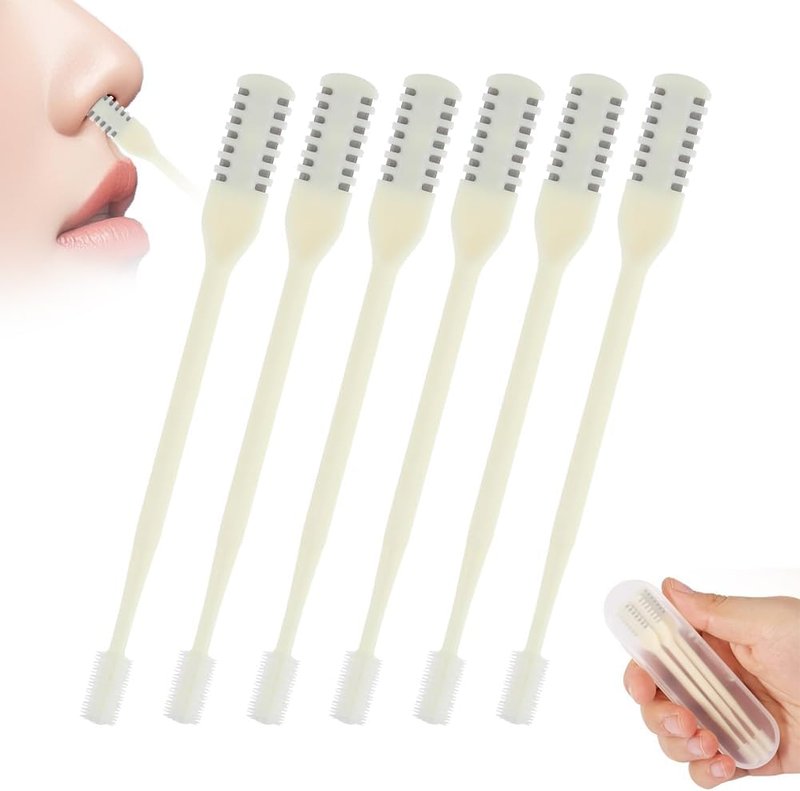 2-in-1 Nose Hair Cutter & Ear Picker - Portable Manual Nasal Trimmer with 360° Rotating Blade for Men & Women | 6-Piece Set