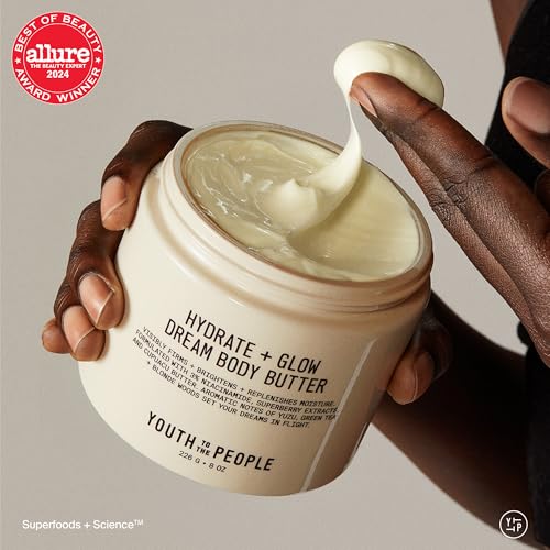 Youth To The People Superberry Hydrate + Glow Dream Body Butter - 3% Niacinamide + Jojoba Oil, Shea + Cupua?u Butters, Yuzu + Green Tea + Blonde Woods Scented Body Lotion, Firming Moisturizer, Vegan