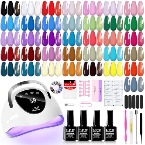 LKEE Gel Nail Polish Kit with U V Light 108W, 65 Pcs Gel Nail Polish Set All Season Gels Nail Kit Essential Manicure Tools for DIY Nails Art Gifts for Women (36KIT-color 1)
