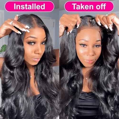 bunGiol Glueless Wigs Human Hair Pre Plucked PreCut 26 Inch Wear and Go Wig 180 Density 5x5 Hd Lace Closure Wigs Human Hair Body Wave Hd Lace Front Wigs for Women Frontal Wigs