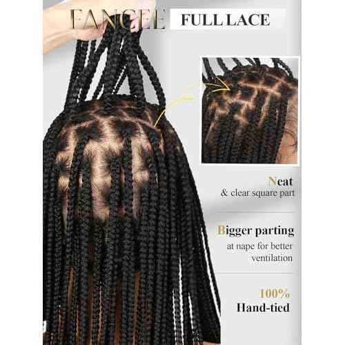 Full Lace Braided Wig for Black Women 34 Inch Pre Plucked Knotless Squrare Part Box Braid Twist Locs Wig with Baby Hair
