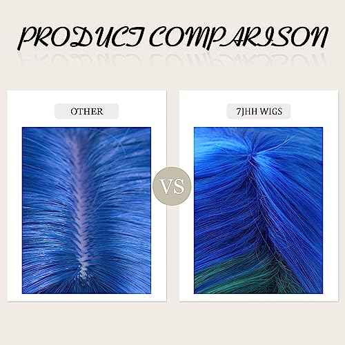 7JHH WIGS Long Wavy Costume Wigs Cosplay Mermaid wig for Women Halloween Party Used High Temperature Heat Resistant Fiber Natural Hairline Cos I Love Lucy Wig (28in, Blue Purple Mermaid Ombre Wig)