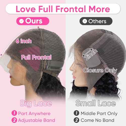 30Inch 13x6 Deep Wave Lace Front Wigs Human Hair Pre Plucked 200% Density Deep Curly 13x6 HD Lace Frontal Wigs with Baby Hair for Women Natural Color