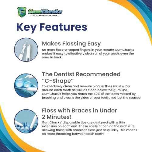 GumChucks Floss for Teeth - Flossing for Kids and Adults - Orthodontic Flossers for Braces - Dental Gum Floss Picks for All Ages (Starter Pack Bundle)