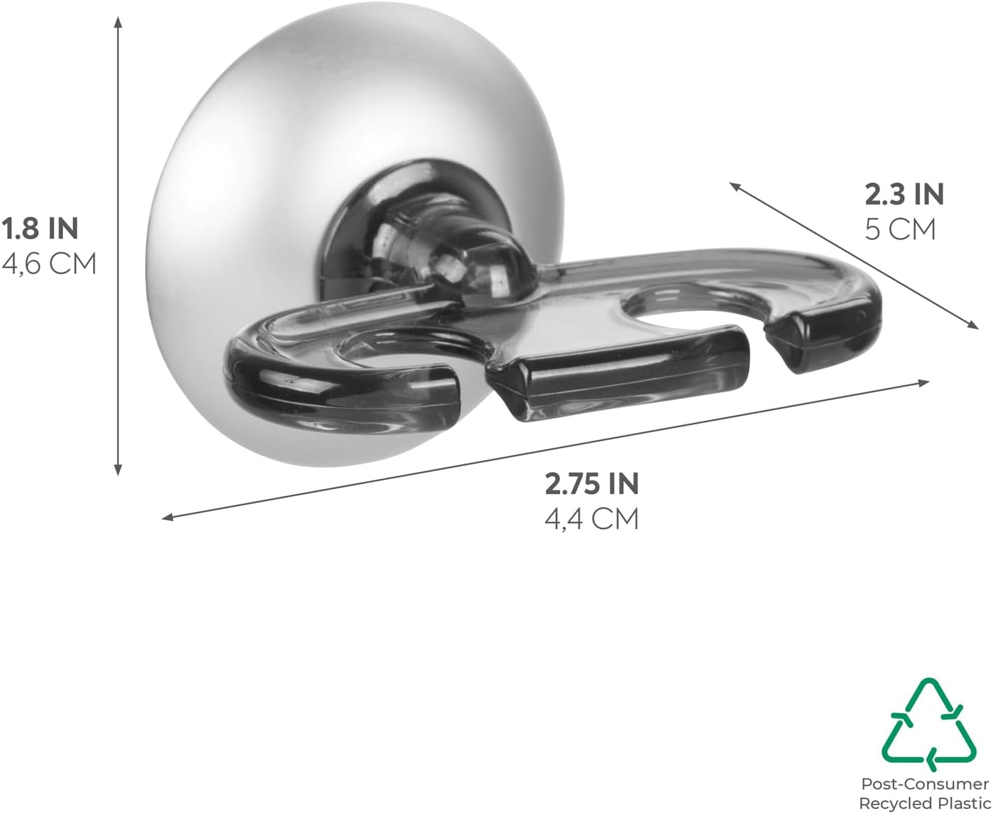 Toothbrush Holder - iDesign Metro Collection Ultra Power Lock Suction, Gray - Compact 2.75” x 2.3” x 1.8”