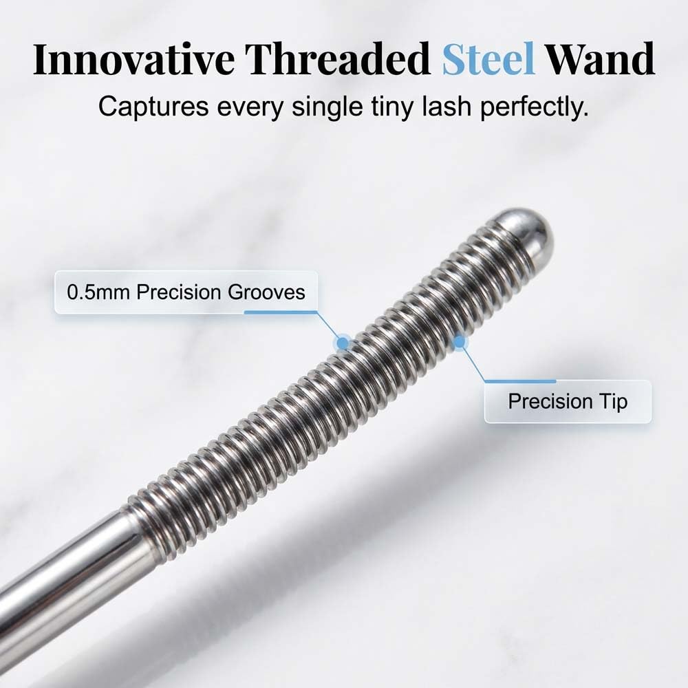 Waterproof Iron Mascara for 3D Curling, 2026 Ultra-Fine Metal Wand Tubing Mascara with Fibers, Extreme Lengthening & Volumizing, Smudge-Proof No Flaking Eyelash Extension (1pcs)