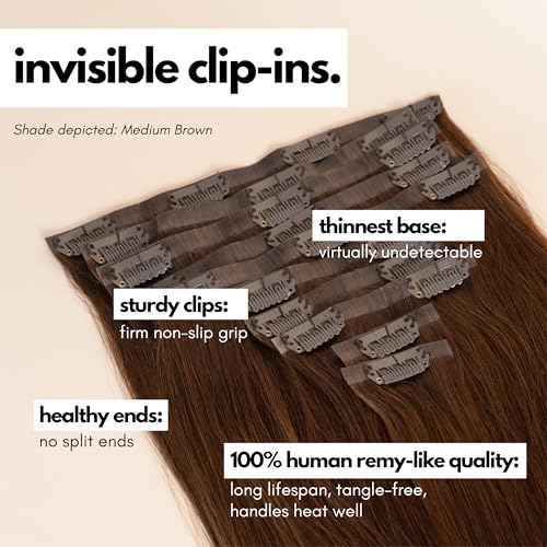 Irresistible Me Real Human Hair Extensions Clip Ins ? 100% Human Hair Clip In Extensions for Length & Volume ? Invisible Extension ? Heat Resistant & Dyeable ? Chocolate Brown, 14 Inches