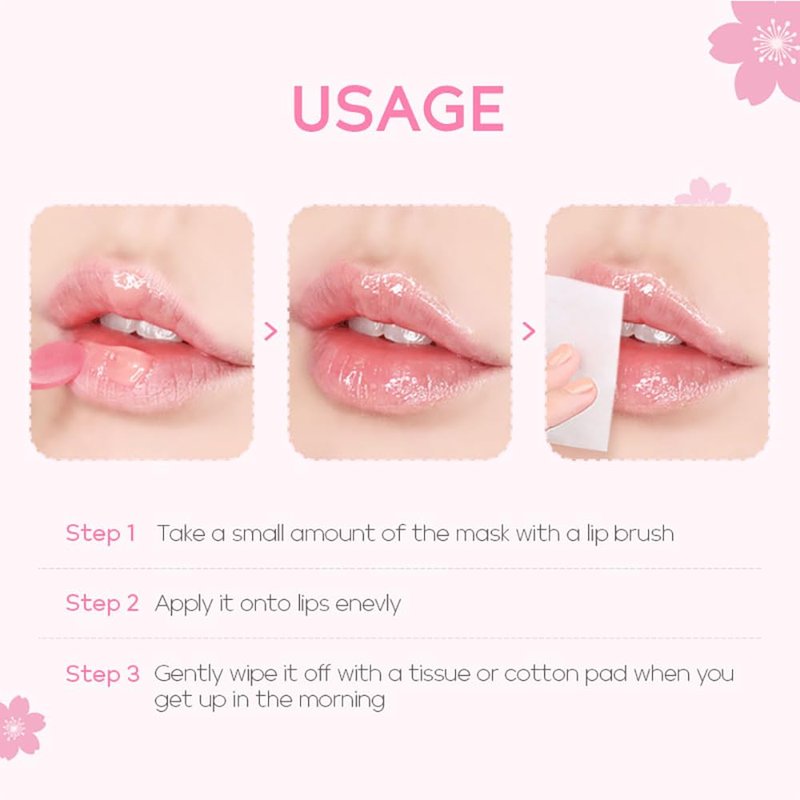 BEUKING Sakura Lip Mask Mud Overnight Anti-oxidant Day and Night Repair Sleeping Lip Balm Moisturizing Reduce Lip Line Delicate Skin for Women Prevention Dry Crack Lip Scrubs Exfoliator (15 g/0.53 oz)