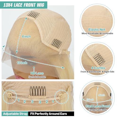 613 Blonde Body Wave Lace Front Wigs Human Hair 13X4 Lace Front Wigs Human Hair 200 Density 613 HD Lace Frontal Wigs Pre Plucked For Women 28 Inch