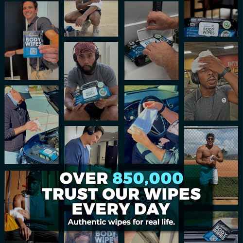 XL Body Wipes for Men ? 50 No Rinse Shower Sheets + 4 Travel Bath Sachets, 10" x 11.5" Adult Disposable Washcloths and Face Towels for Camping, After Gym and Survival Gear