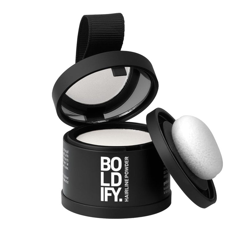BOLDIFY Hairline Powder - Water-Resistant Root Touch Up Hair Color for Gray Coverage - 24-Hour Stain-Proof, Mess-Free Hair Powder for Thinning Hair - White