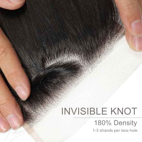 4x4 Transparent HD Lace Closure Human Hair Closure Invisible Lace Human Hair Frontal Closure Human Hair Extensions Pre Plucked Natural Black (16Inch,Body Wave)