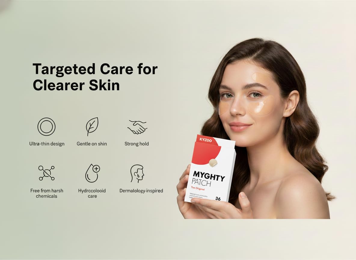 Myghty Pimple Patches for Face – Overnight Hydrocolloid Acne Patches for Zits & Blemishes, Invisible PM Spot Patches for Acne Care, Gentle Pimple Dots for Women, Men & Teens (36 Count)
