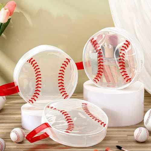 Reginary 12 Pcs Baseball Cosmetic Bag Gifts Accessories for Makeup Bags PVC Clear Cheer Base Ball Case Toiletry Zipper Pouch Waterproof Travel Handbag Purses Organizer for Baseball Team Gift